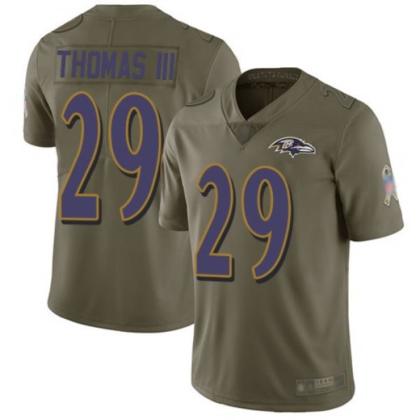 Nike Ravens #29 Earl Thomas III Olive Men's Stitched NFL Limited 2017 Salute To Service Jersey