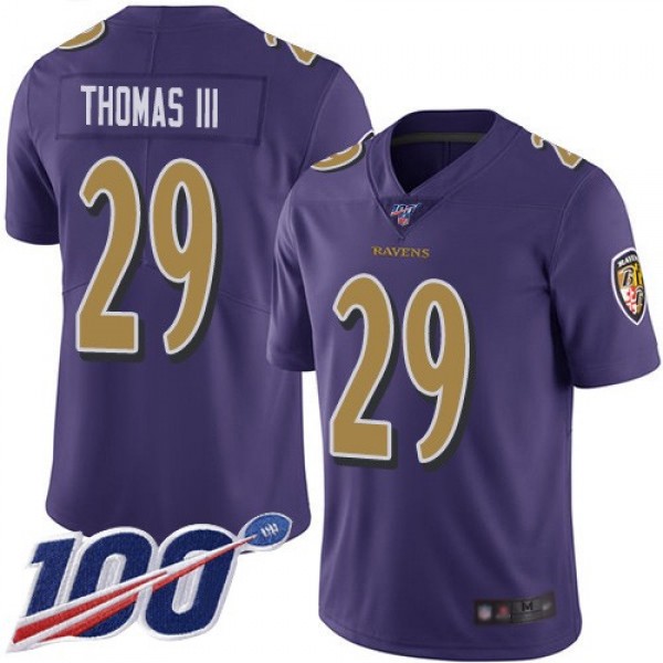 Nike Ravens #29 Earl Thomas III Purple Men's Stitched NFL Limited Rush 100th Season Jersey