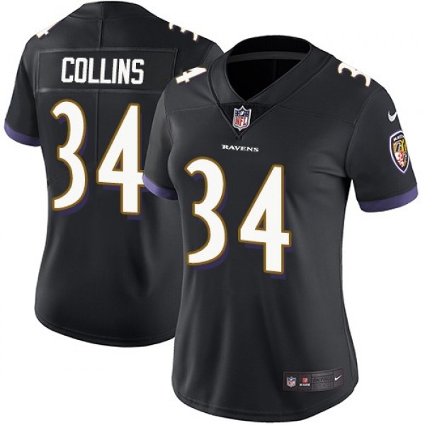 Women's Ravens #34 Alex Collins Black Alternate Stitched NFL Vapor Untouchable Limited Jersey