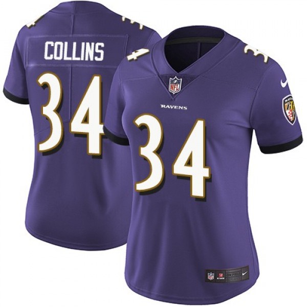 Women's Ravens #34 Alex Collins Purple Team Color Stitched NFL Vapor Untouchable Limited Jersey