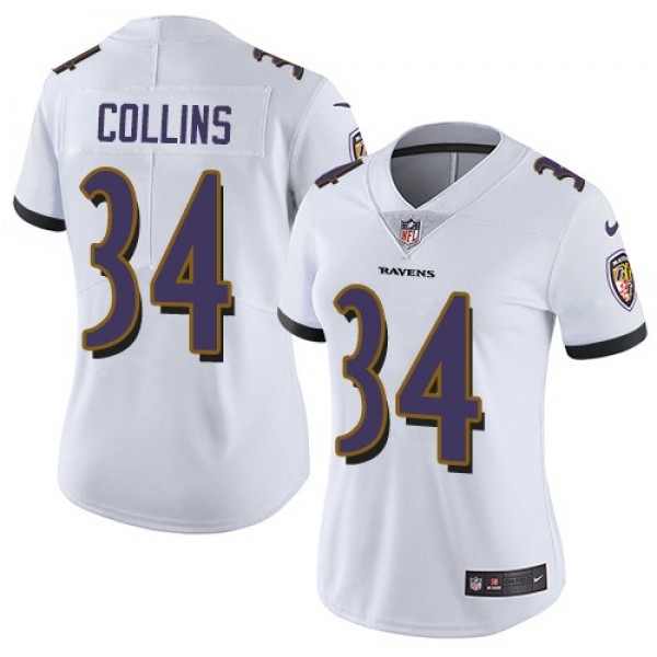 Women's Ravens #34 Alex Collins White Stitched NFL Vapor Untouchable Limited Jersey