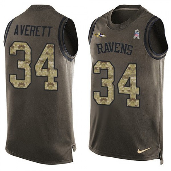 Nike Ravens #34 Anthony Averett Green Men's Stitched NFL Limited Salute To Service Tank Top Jersey