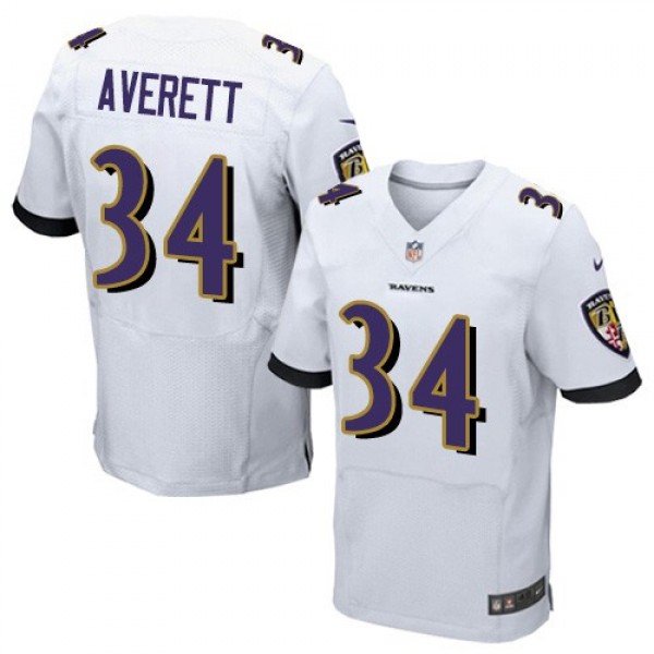 Nike Ravens #34 Anthony Averett White Men's Stitched NFL New Elite Jersey