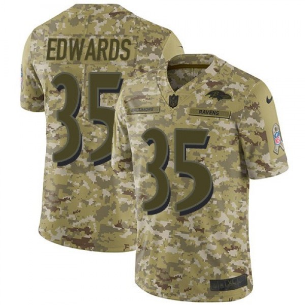 Nike Ravens #35 Gus Edwards Camo Men's Stitched NFL Limited 2018 Salute To Service Jersey