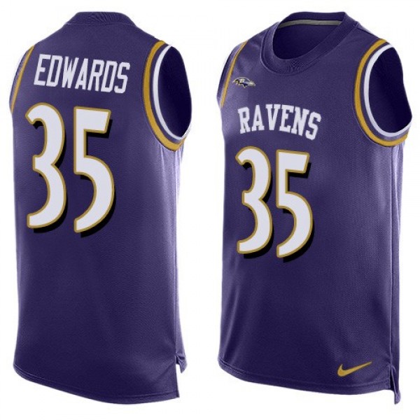 Nike Ravens #35 Gus Edwards Purple Team Color Men's Stitched NFL Limited Tank Top Jersey
