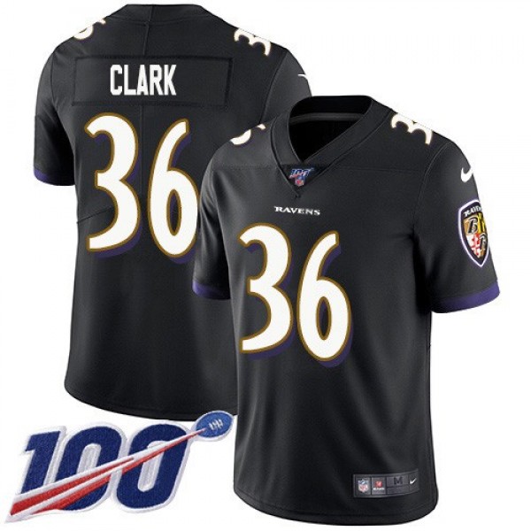 Nike Ravens #36 Chuck Clark Black Alternate Men's Stitched NFL 100th Season Vapor Untouchable Limited Jersey