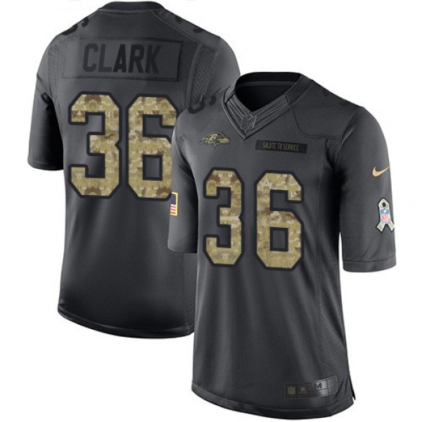 Nike Ravens #36 Chuck Clark Black Men's Stitched NFL Limited 2016 Salute to Service Jersey