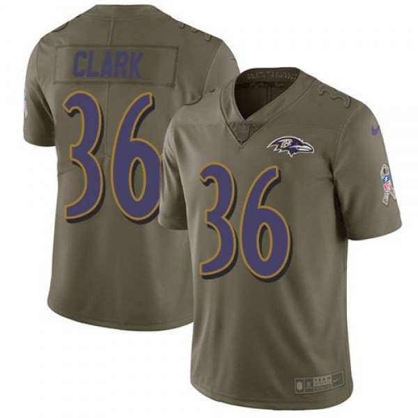 Nike Ravens #36 Chuck Clark Olive Men's Stitched NFL Limited 2017 Salute To Service Jersey