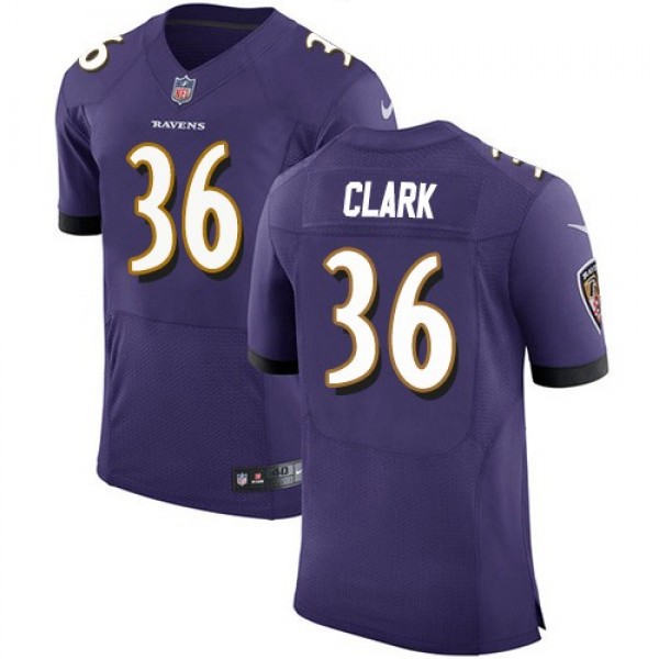 Nike Ravens #36 Chuck Clark Purple Team Color Men's Stitched NFL Vapor Untouchable Elite Jersey