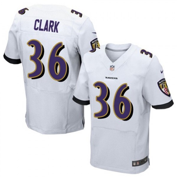 Nike Ravens #36 Chuck Clark White Men's Stitched NFL New Elite Jersey