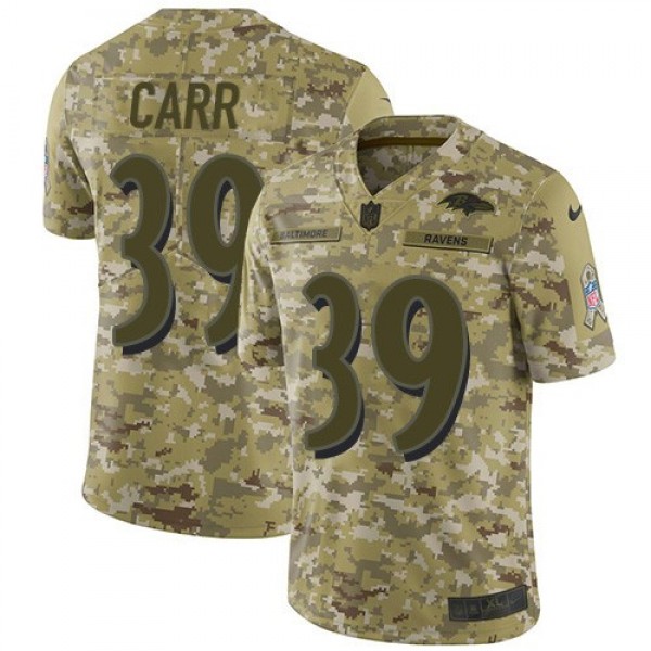 Nike Ravens #39 Brandon Carr Camo Men's Stitched NFL Limited 2018 Salute To Service Jersey