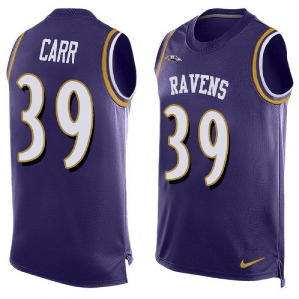 Nike Ravens #39 Brandon Carr Purple Team Color Men's Stitched NFL Limited Tank Top Jersey