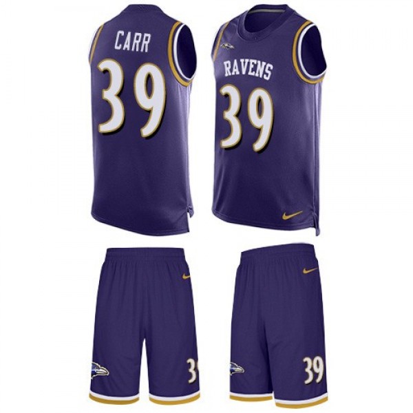 Nike Ravens #39 Brandon Carr Purple Team Color Men's Stitched NFL Limited Tank Top Suit Jersey