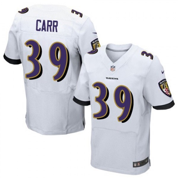 Nike Ravens #39 Brandon Carr White Men's Stitched NFL New Elite Jersey