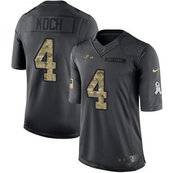 Nike Ravens #4 Sam Koch Black Men's Stitched NFL Limited 2016 Salute to Service Jersey