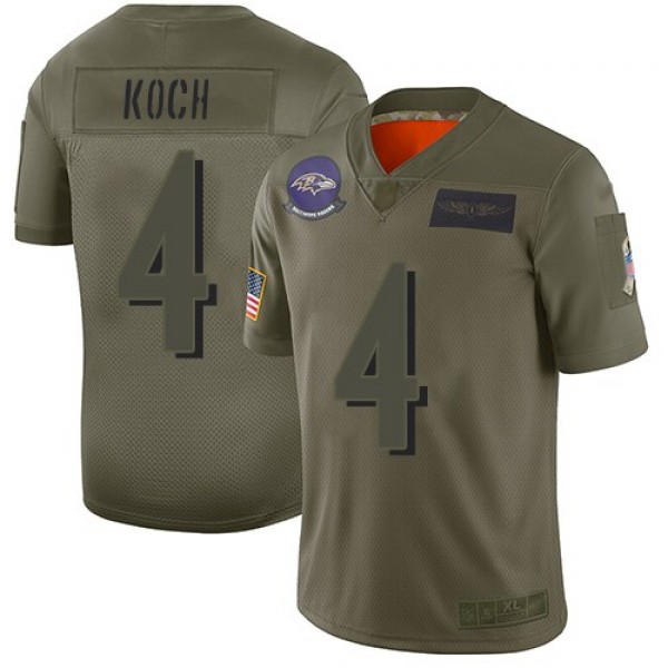 Nike Ravens #4 Sam Koch Camo Men's Stitched NFL Limited 2019 Salute To Service Jersey