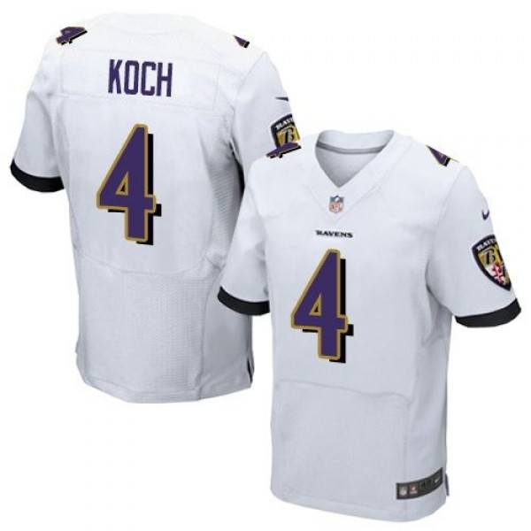 Nike Ravens #4 Sam Koch White Men's Stitched NFL New Elite Jersey