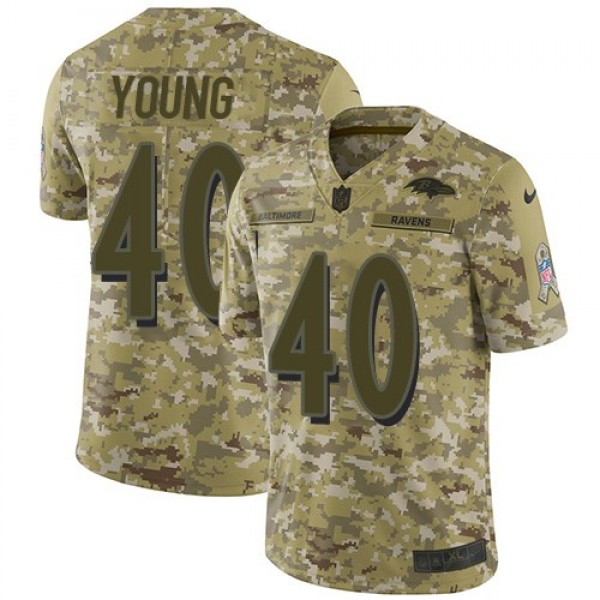 Nike Ravens #40 Kenny Young Camo Men's Stitched NFL Limited 2018 Salute To Service Jersey