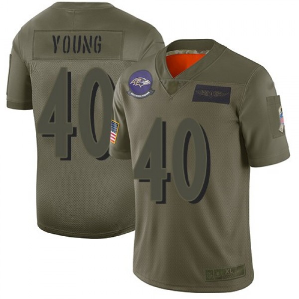 Nike Ravens #40 Kenny Young Camo Men's Stitched NFL Limited 2019 Salute To Service Jersey