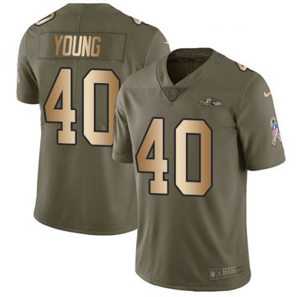 Nike Ravens #40 Kenny Young Olive/Gold Men's Stitched NFL Limited 2017 Salute To Service Jersey