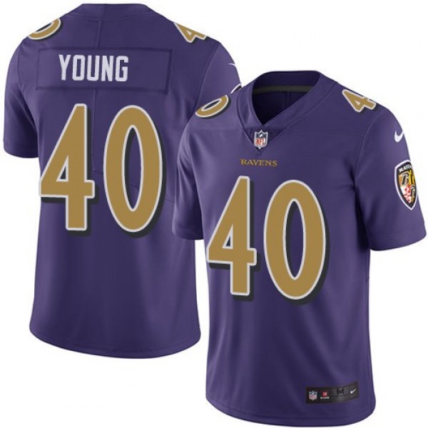 Nike Ravens #40 Kenny Young Purple Men's Stitched NFL Limited Rush Jersey