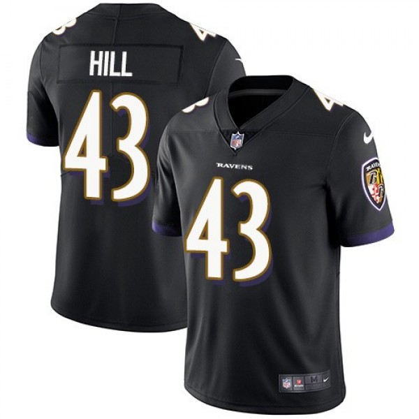 Nike Ravens #43 Justice Hill Black Alternate Men's Stitched NFL Vapor Untouchable Limited Jersey