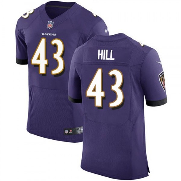 Nike Ravens #43 Justice Hill Purple Team Color Men's Stitched NFL Vapor Untouchable Elite Jersey