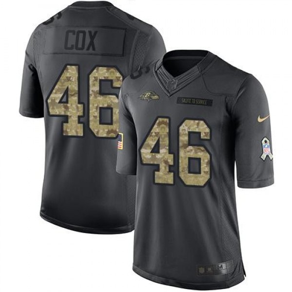 Nike Ravens #46 Morgan Cox Black Men's Stitched NFL Limited 2016 Salute to Service Jersey