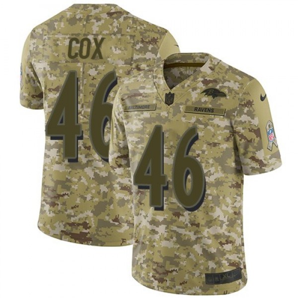 Nike Ravens #46 Morgan Cox Camo Men's Stitched NFL Limited 2018 Salute To Service Jersey