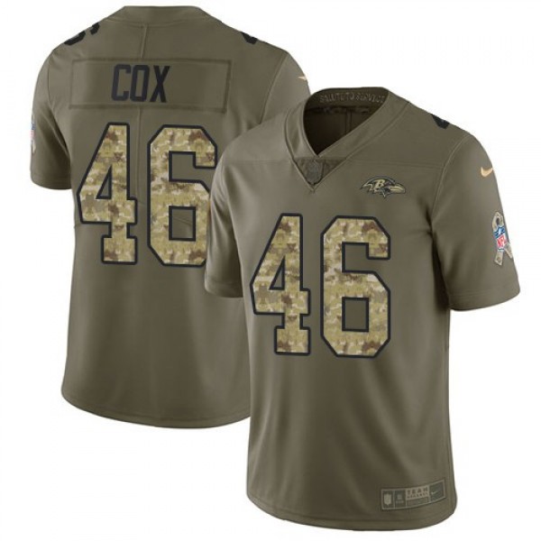 Nike Ravens #46 Morgan Cox Olive/Camo Men's Stitched NFL Limited 2017 Salute To Service Jersey