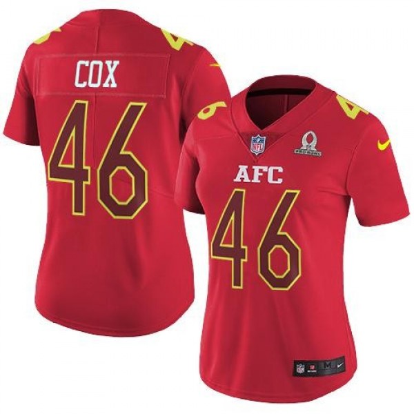 Women's Ravens #46 Morgan Cox Red Stitched NFL Limited AFC 2017 Pro Bowl Jersey