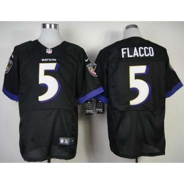 Nike Ravens #5 Joe Flacco Black Alternate Men's Stitched NFL New Elite Jersey