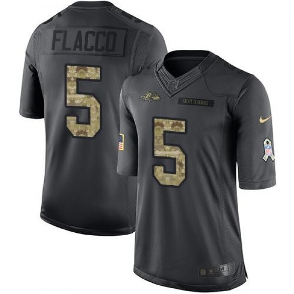 Nike Ravens #5 Joe Flacco Black Men's Stitched NFL Limited 2016 Salute to Service Jersey
