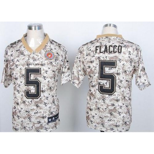 Nike Ravens #5 Joe Flacco Camo USMC Men's Stitched NFL Elite Jersey