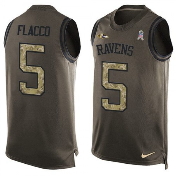 Nike Ravens #5 Joe Flacco Green Men's Stitched NFL Limited Salute To Service Tank Top Jersey