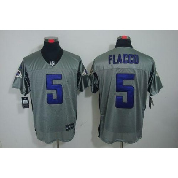 Nike Ravens #5 Joe Flacco Grey Shadow Men's Stitched NFL Elite Jersey