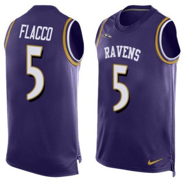Nike Ravens #5 Joe Flacco Purple Team Color Men's Stitched NFL Limited Tank Top Jersey