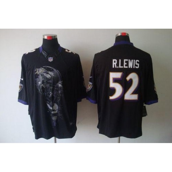 Nike Ravens #52 Ray Lewis Black Alternate Men's Stitched NFL Helmet Tri-Blend Limited Jersey