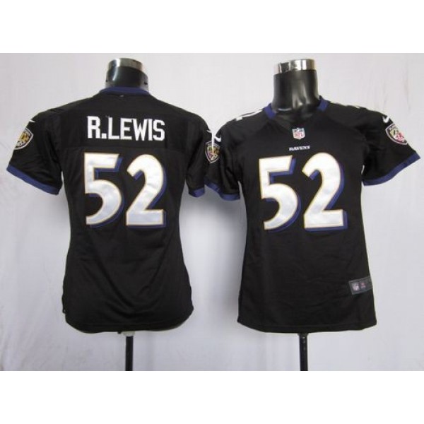 Women's Ravens #52 Ray Lewis Black Alternate Stitched NFL Elite Jersey
