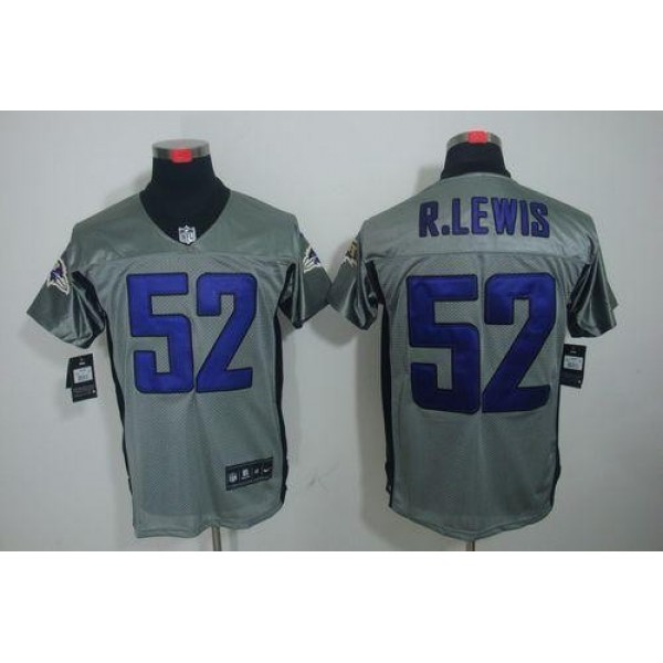 Nike Ravens #52 Ray Lewis Grey Shadow Men's Stitched NFL Elite Jersey