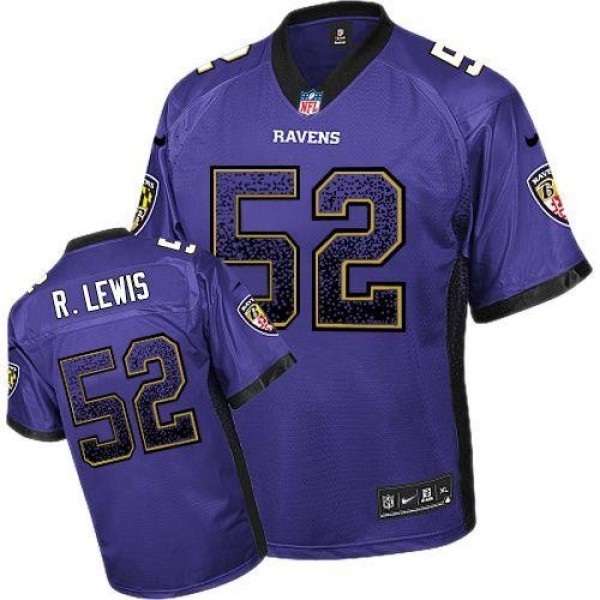 Nike Ravens #52 Ray Lewis Purple Team Color Men's Stitched NFL Elite Drift Fashion Jersey