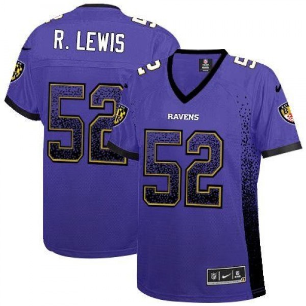 Women's Ravens #52 Ray Lewis Purple Team Color Stitched NFL Elite Drift Jersey