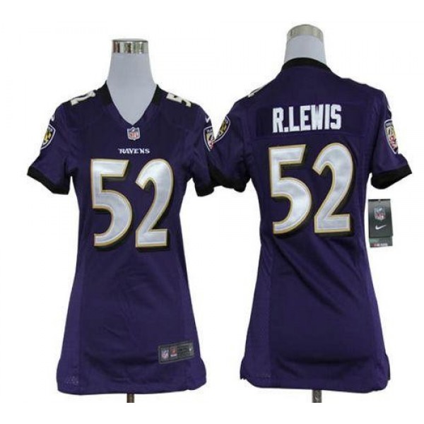Women's Ravens #52 Ray Lewis Purple Team Color Stitched NFL Elite Jersey