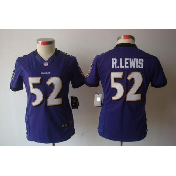 Women's Ravens #52 Ray Lewis Purple Team Color Stitched NFL Limited Jersey