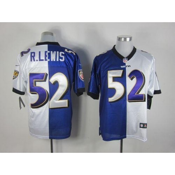 Nike Ravens #52 Ray Lewis Purple/White Men's Stitched NFL Elite Split Jersey