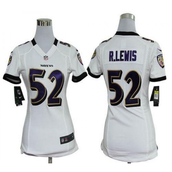 Women's Ravens #52 Ray Lewis White Stitched NFL Elite Jersey