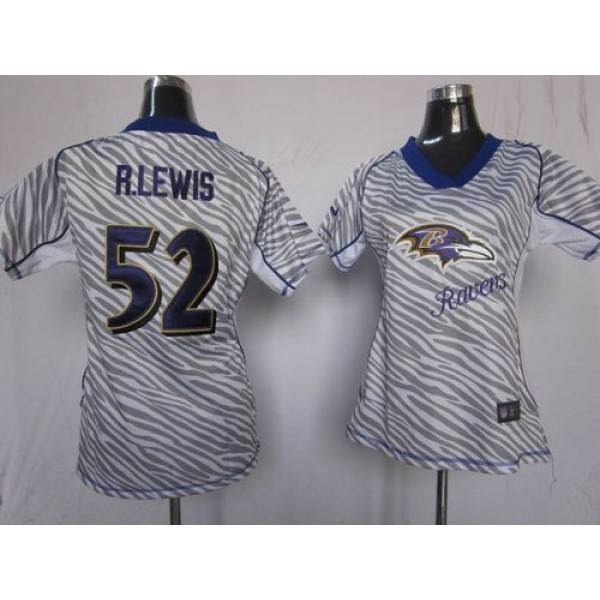 Women's Ravens #52 Ray Lewis Zebra Stitched NFL Elite Jersey