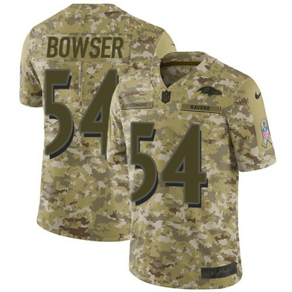 Nike Ravens #54 Tyus Bowser Camo Men's Stitched NFL Limited 2018 Salute To Service Jersey