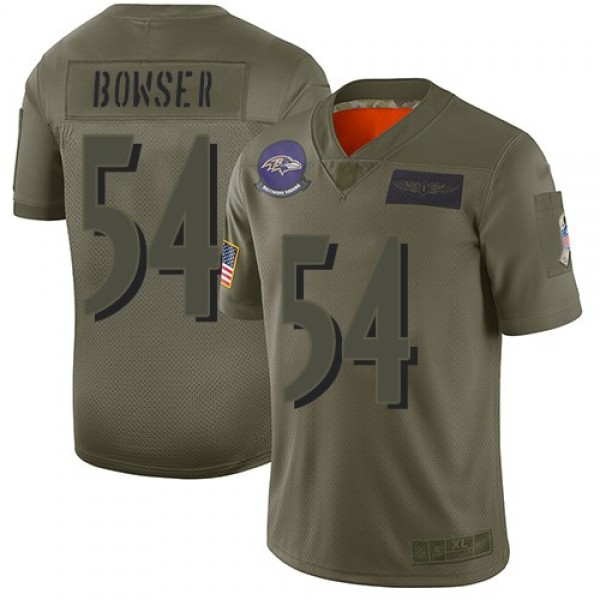 Nike Ravens #54 Tyus Bowser Camo Men's Stitched NFL Limited 2019 Salute To Service Jersey