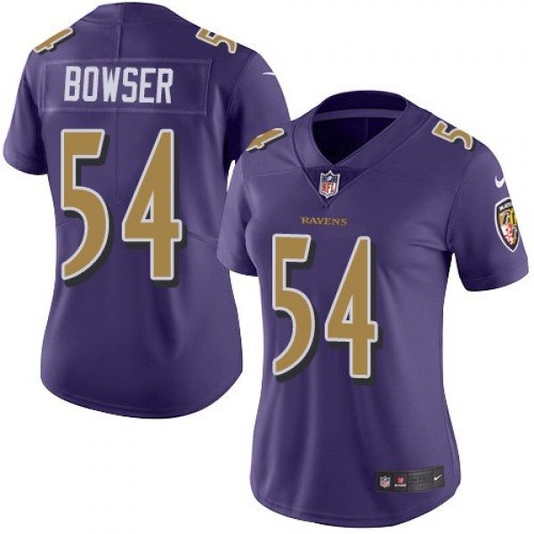Women's Ravens #54 Tyus Bowser Purple Stitched NFL Limited Rush Jersey